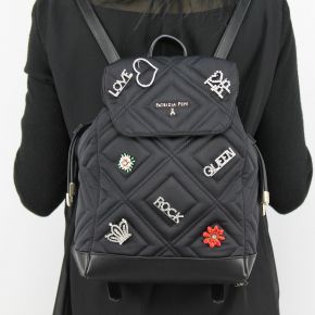 Backpack Patrizia Pepe in technical fabric padded and quilted black