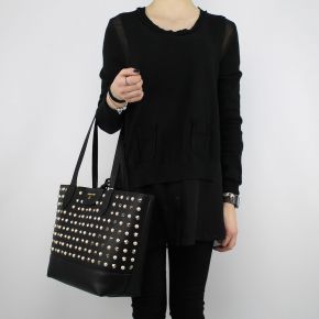 Shopping bag reversible Patrizia Pepe black with studs and pearls 2V7193 A2XM