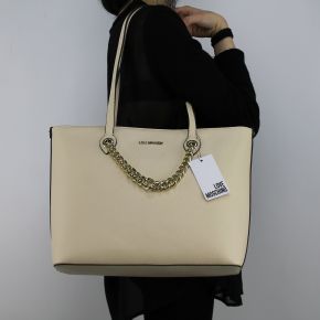 Shopping bag Love Moschino ivory with golden chain JC4261PP05KG0110