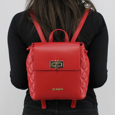 Zaino Love Moschino rosso trapuntato con molletta JC4023PP15LB0500