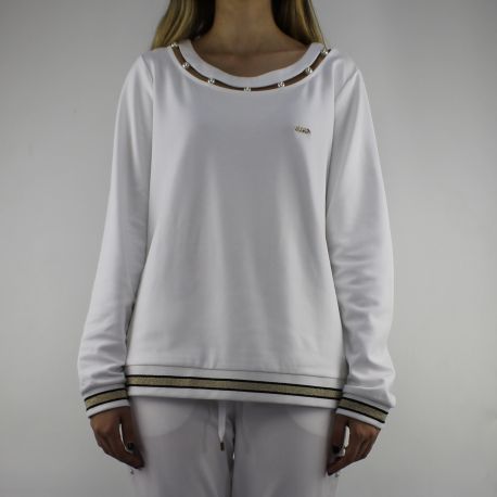 Sudadera de Liu Jo Deporte Debora blanco con perlas