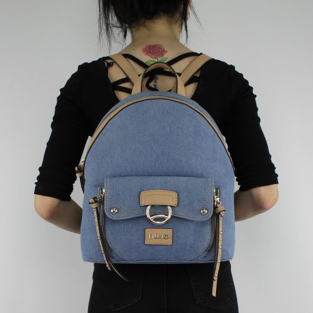 Sac à dos sac Liu Jo m sac à dos dakota blue-jeans et cuir