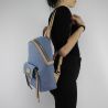 Borsa zaino Liu Jo m backpack dakota jeans blu e cuoio