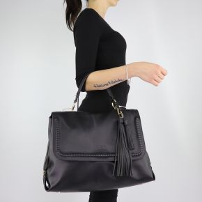 La bolsa de la Liu Jo superior de la manija Moscova negro talla L A68012 E0532