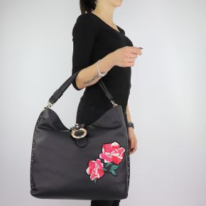 Bolso de hombro de Liu Jo Hobo el Muelle con bordado negro talla L A68035 E0006