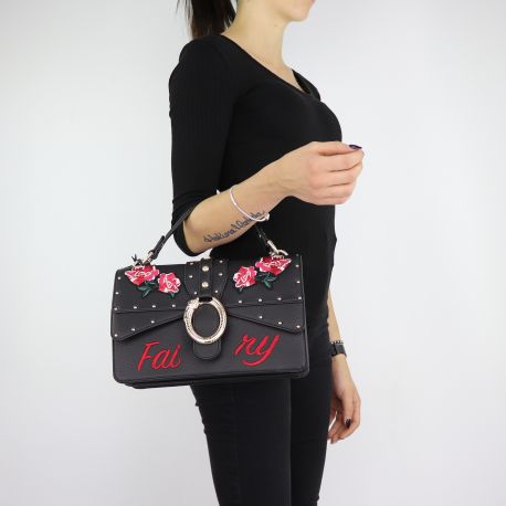 Handtasche und umhängetasche Crossbody Hafenbecken mit stickereien schwarz, größe M A68039 E0006