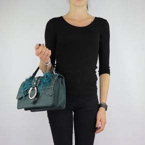 Bolsa de mano y hombro del bolso de Crossbody Dock con plumas, de color verde oscuro talla M A68039 E0007