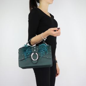 Bolsa de mano y hombro del bolso de Crossbody Dock con plumas, de color verde oscuro talla M A68039 E0007