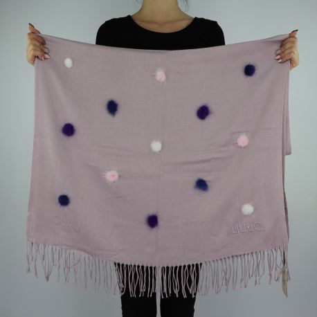 Stole Liu Jo 70x180 pompon pink A68253 T0300